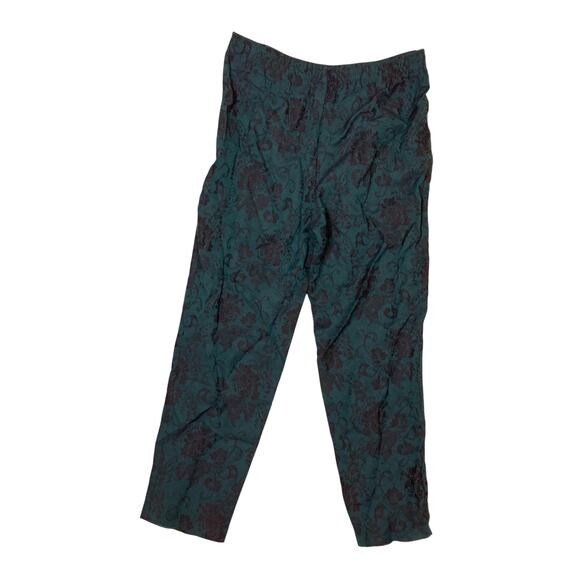 Vintage Sequel Teal Floral Rayon Sweatpants Size 8 Petite 90s Loungewear Joggers - Picture 1 of 5